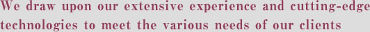 We draw upon our extensive experience and cutting-edge technologies to meet the various needs of our clients